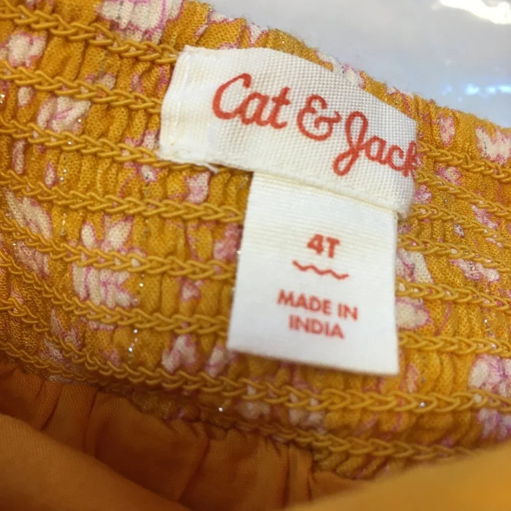 NWT - Cat & Jack Mustard Colored floral dress - Size 4T